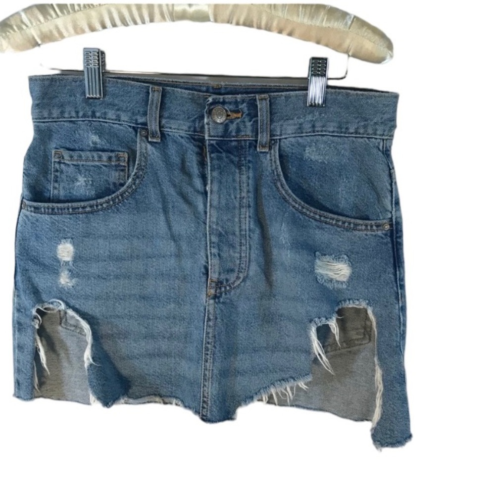 Distressed Forever 21 Denim Skirt